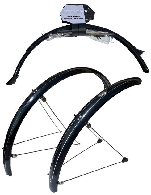 Stronglight 26'' - 60mm ATB Section Guards. S-version with Fixed Bridges - Stainless Steel Safe Clip - Black
