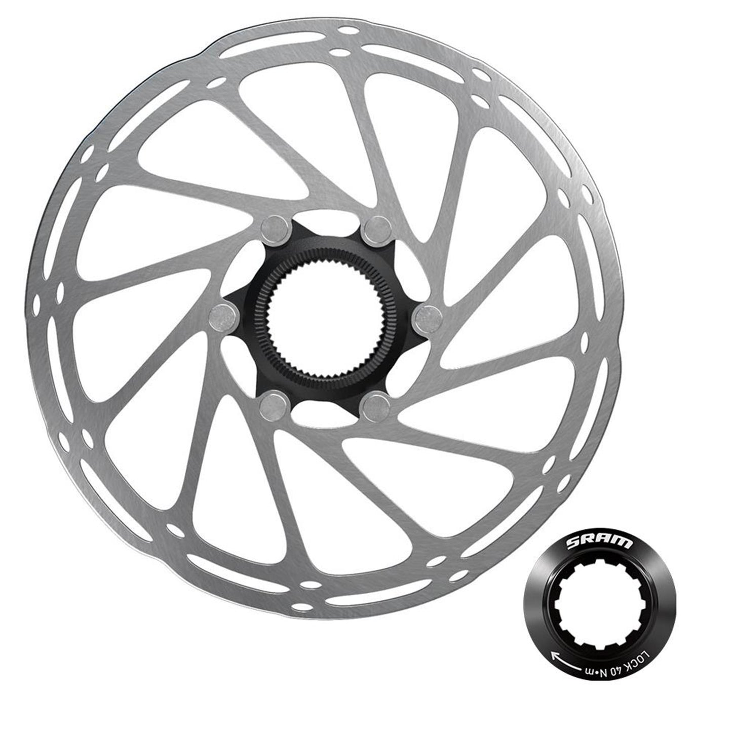 SRAM Rotor Centerline X Road 2 Piece CenterLock Black Rounded (includes internal tooled lockring): 140MM