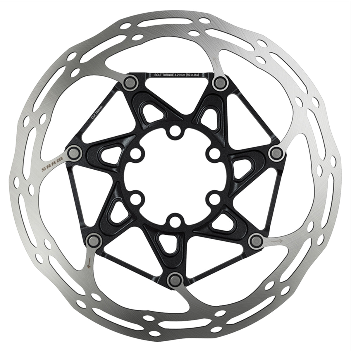 SRAM Rotor Centerline X CenterLock Rounded 1.85mm: BLACK 180MM