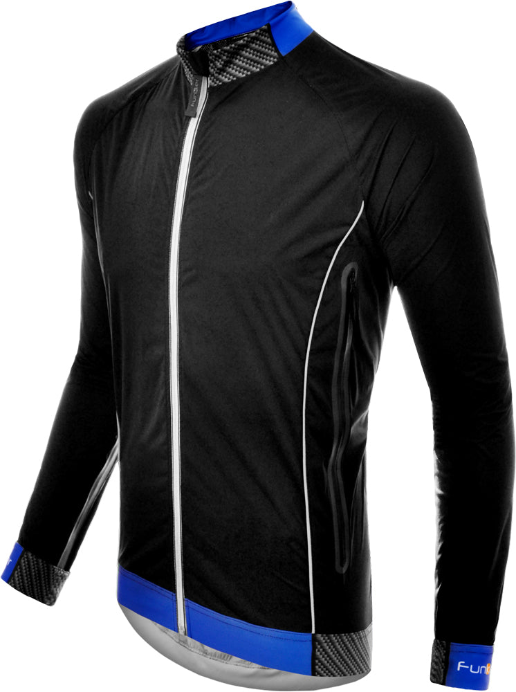 Funkier Hydro J-657 Ultra Light Rain Showerproof Jacket in Black/Blue - Small