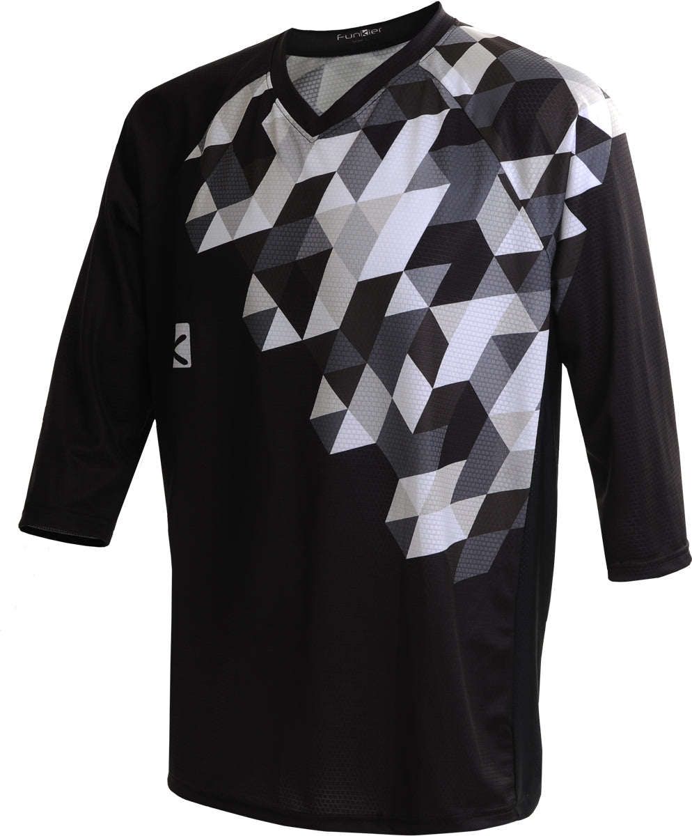 Funkier Flow-MTB Enduro 3/4 Jersey in Black/White - Large