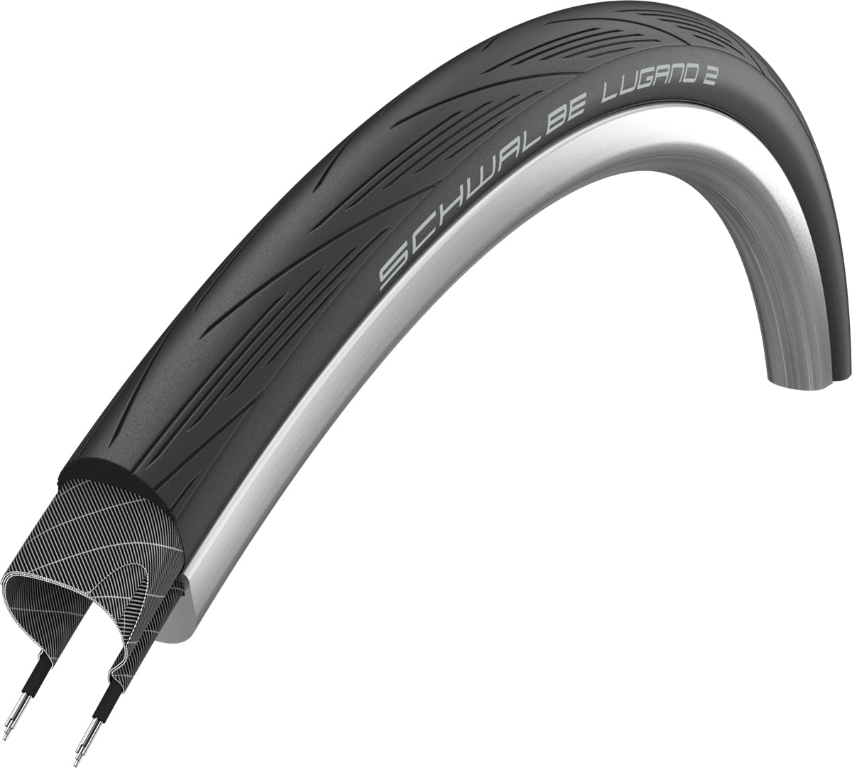 Schwalbe Lugano II Endurance Active-Line Tyre in Black 700 x 25mm (Wired)