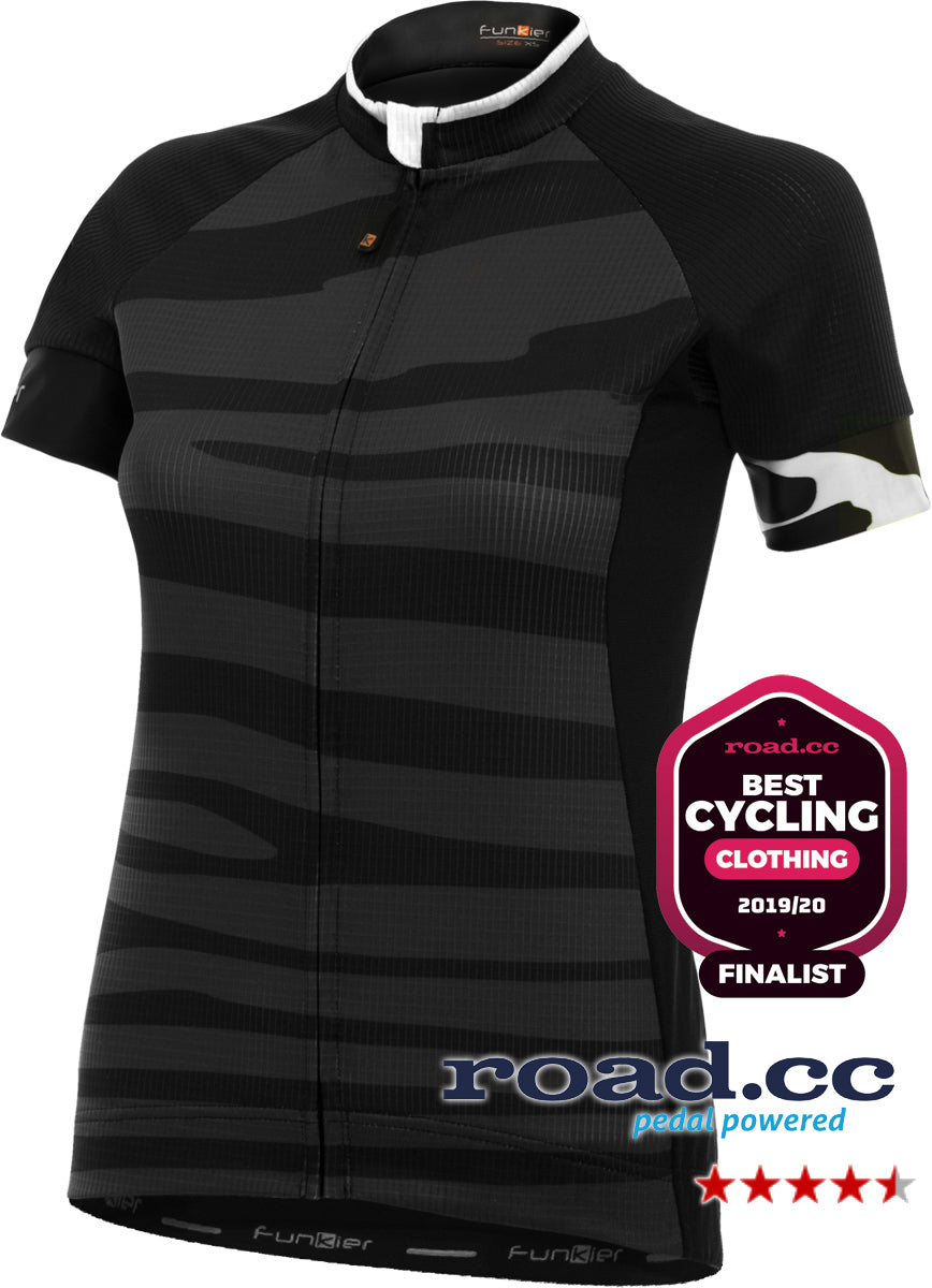 Funkier Prima Pro Ladies Short Sleeve Jersey in Black-Wave - Medium
