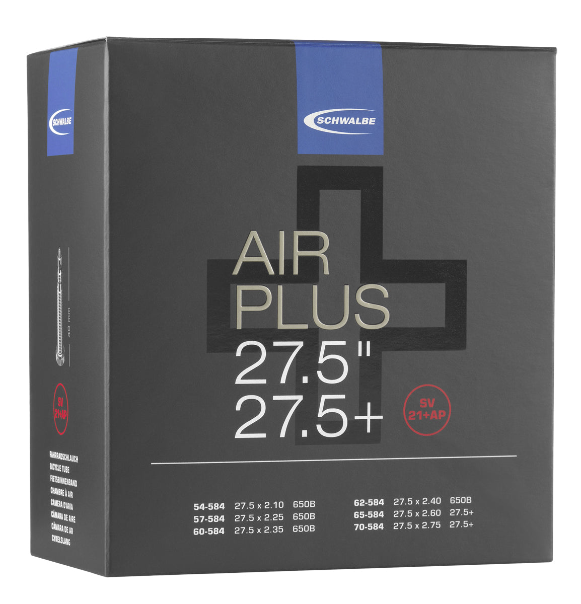 Schwalbe Air Plus SV21+AP 27.5 x 2.10" - 27.5 x 2.75" Presta Valve 40mm