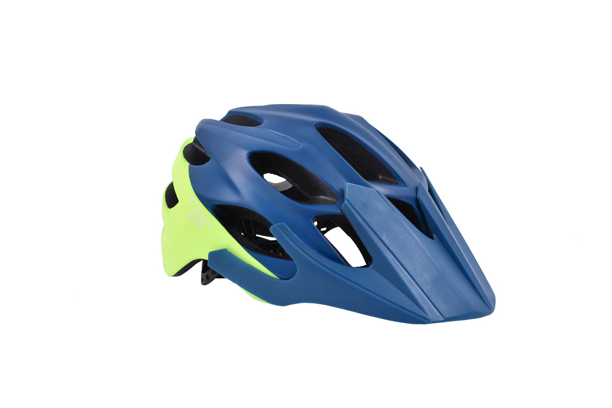 Safety Labs Vox Enduro Inmold Helmet With Integrated Rear Light in Blue/Yellow - Large (57-61cm)