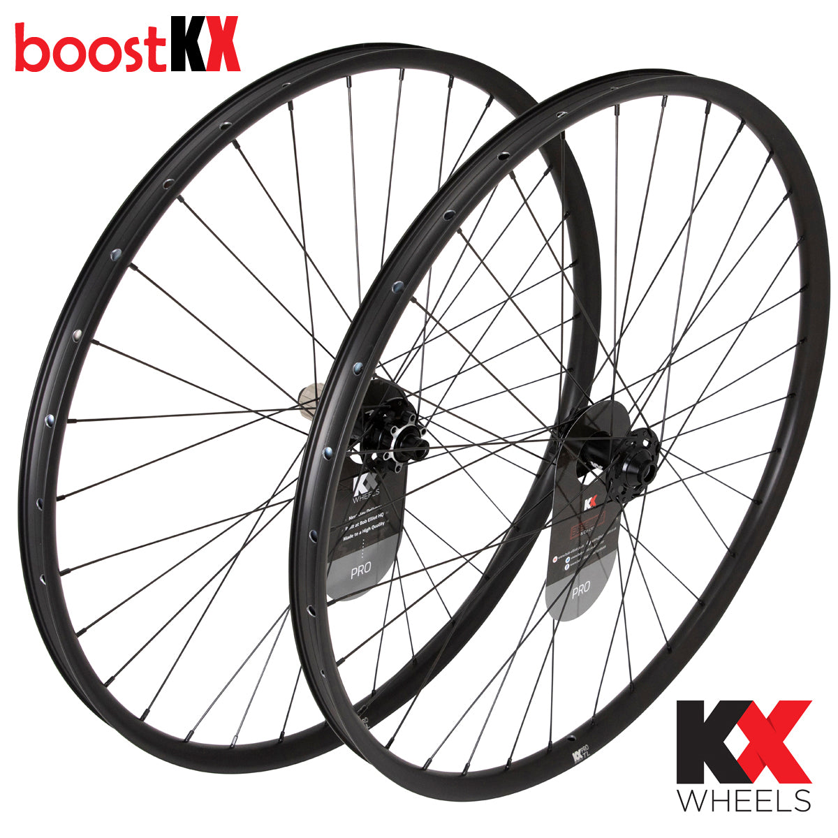 KX Pro 29" MTB Disc Tubeless Thru Axle Boost Wheels in Black - Front