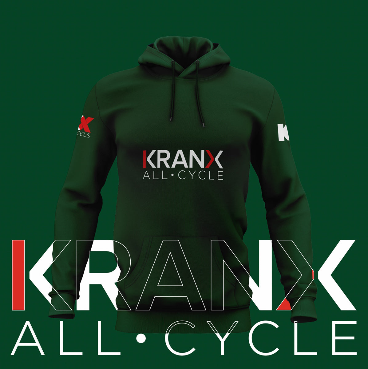 KranX Branded Ladies Hoodie in Forest Green - Large