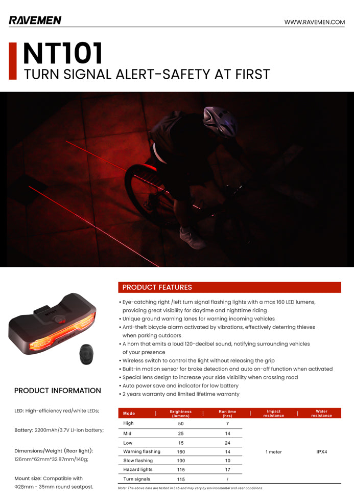Ravemen NT101 Information Sheet