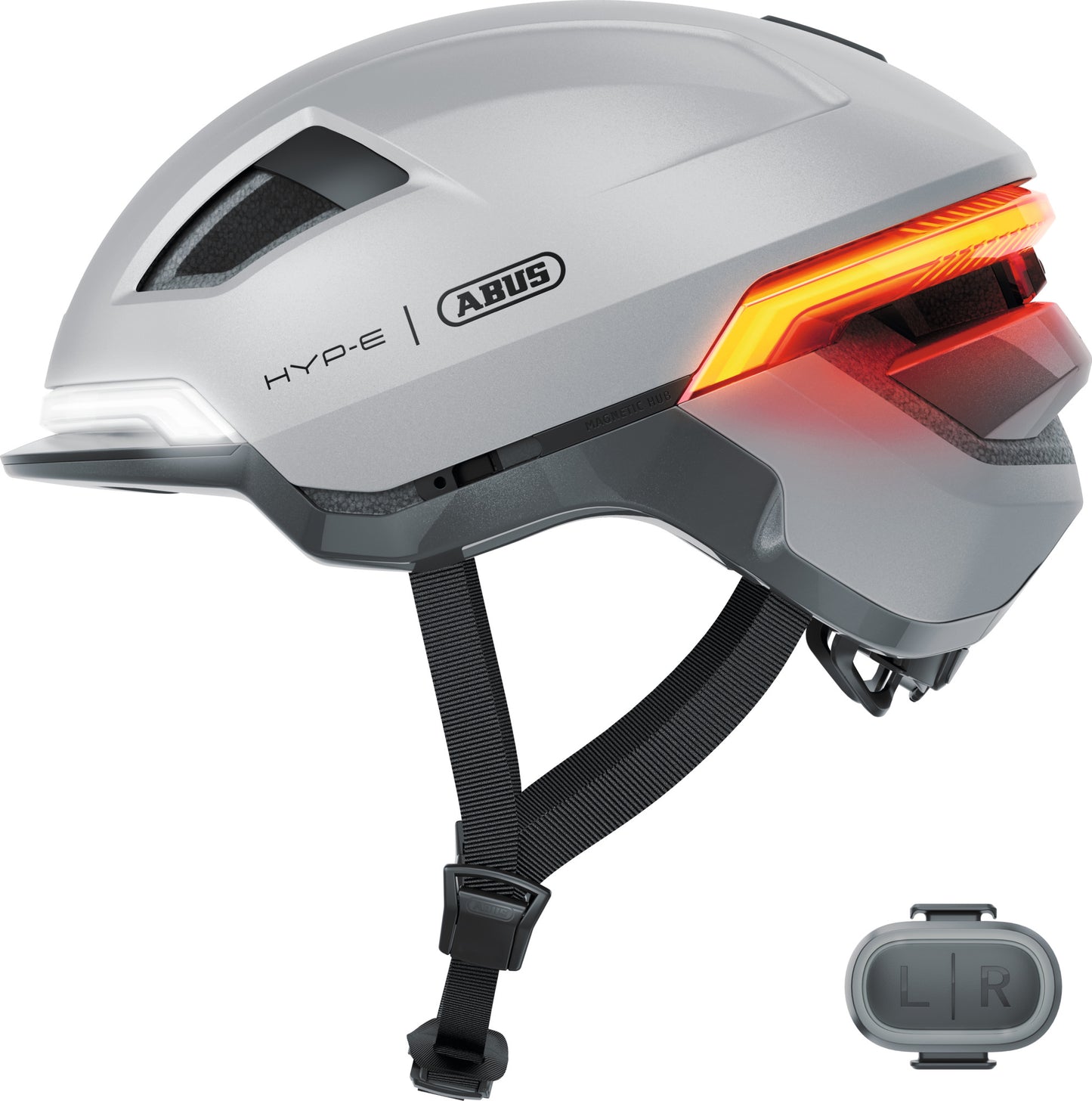 ABUS HYP-E Urban Commuting Helmet in Gleam Silver - Large (57-61cm)