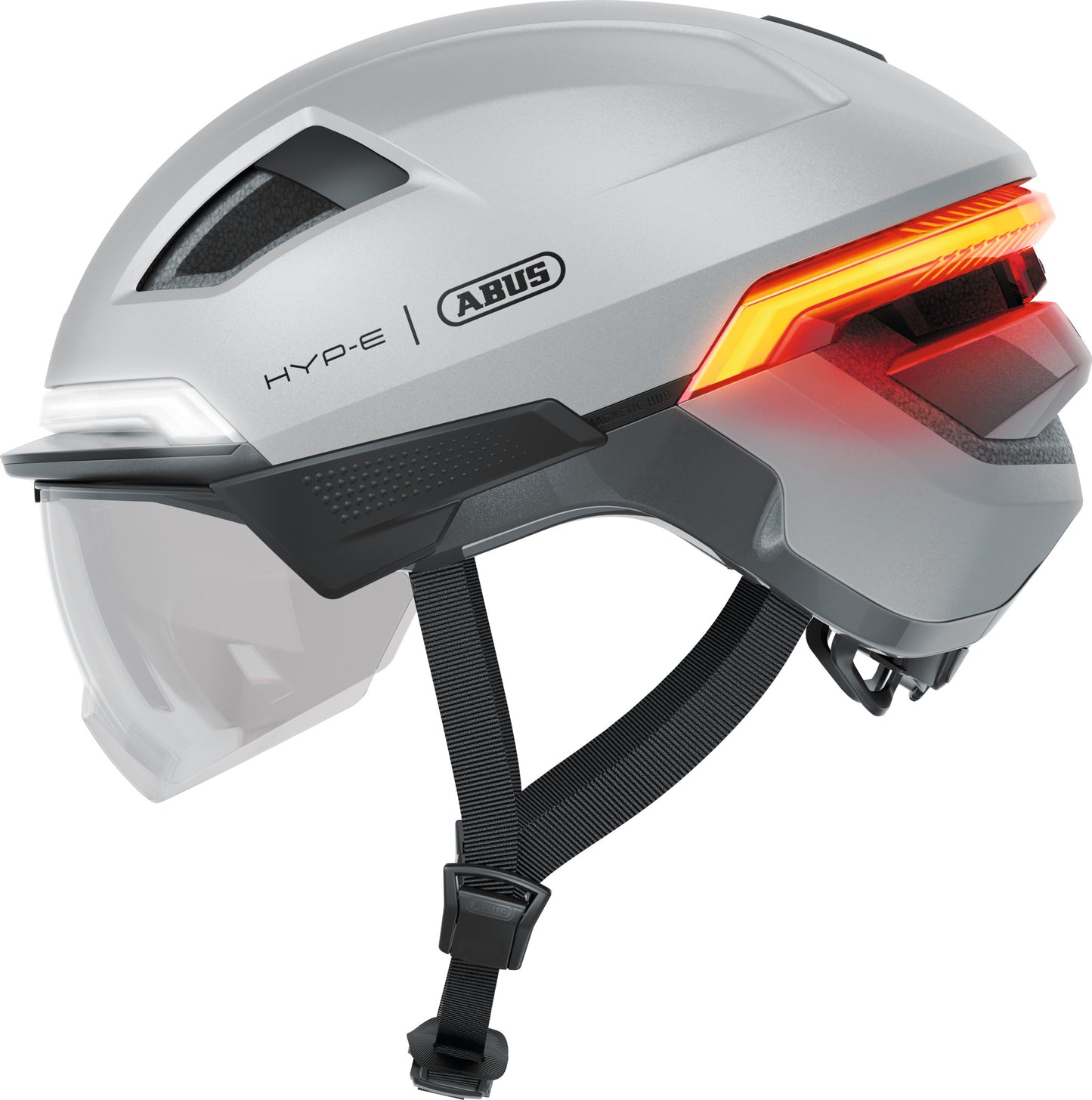 ABUS HYP-E ACE Urban Commuting Helmet in Gleam Silver - Large (57-61cm)