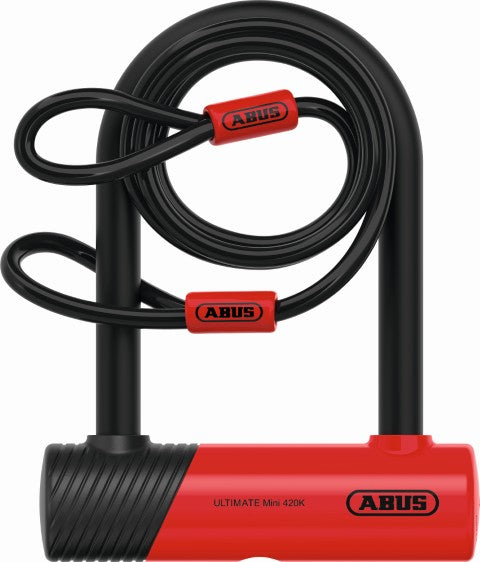 ABUS Ultimate Mini 420 U-Shackle Lock 140mm + 10/120 Cobra Cable (Gold Sold Secure)