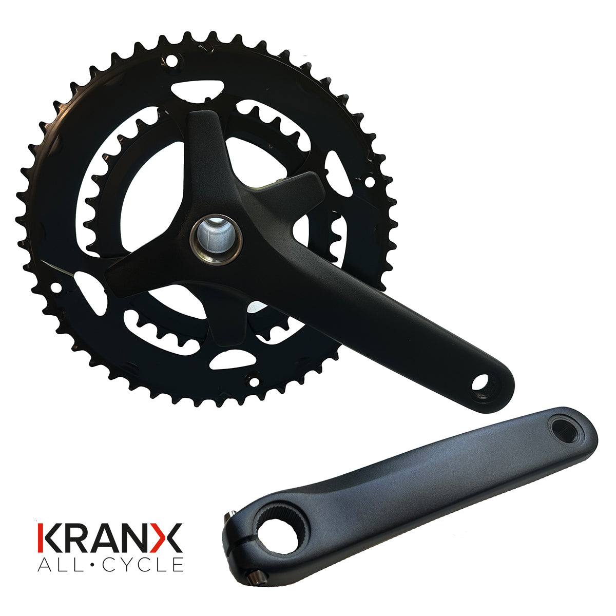 KranX Double 2-Piece Compact Chainset 170mm 34/50T in Black