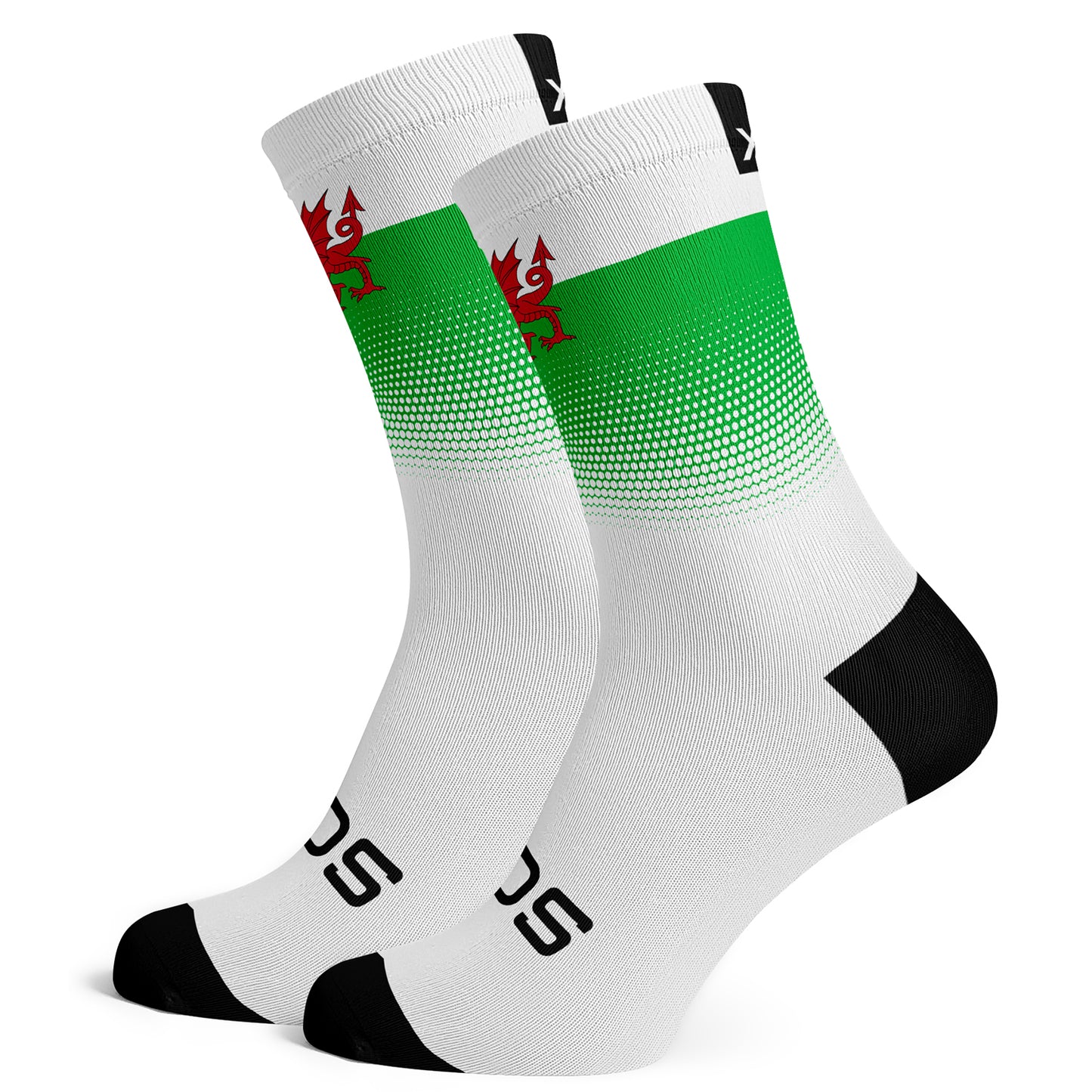 Sox Footwear Wales Flag White Premium Crew Socks - Large (UK 8-12)
