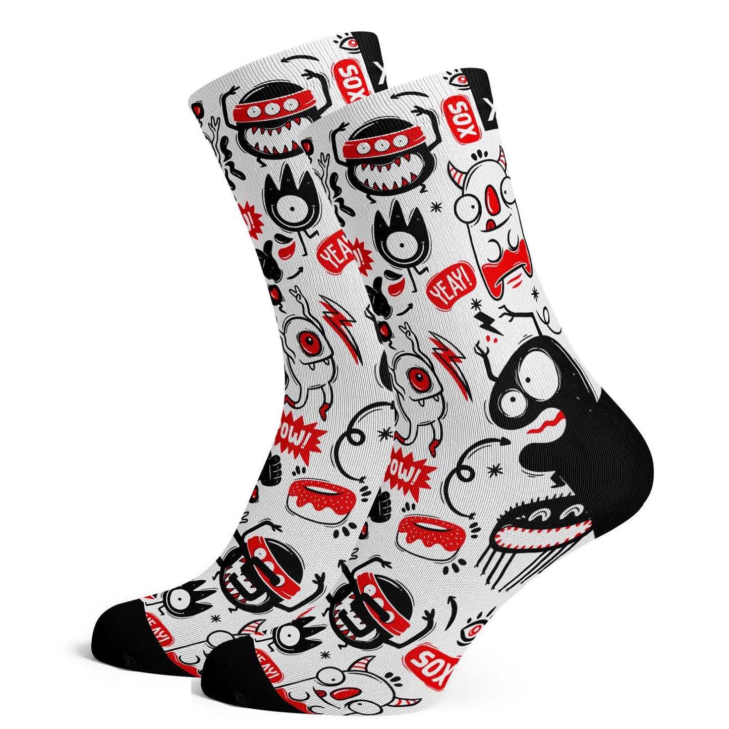 Sox Footwear Monster Bright & Fun Premium Crew Socks - Large (UK 8-12)