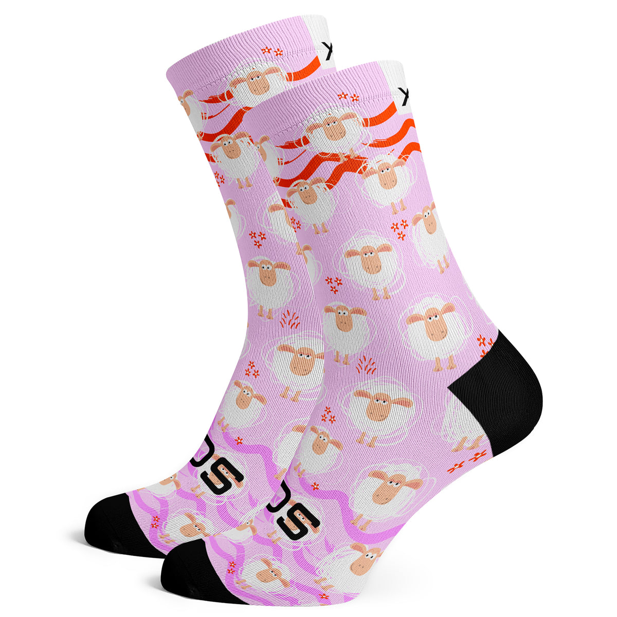 Sox Footwear Pink Sheep Animals Premium Crew Socks - Large (UK 8-12)
