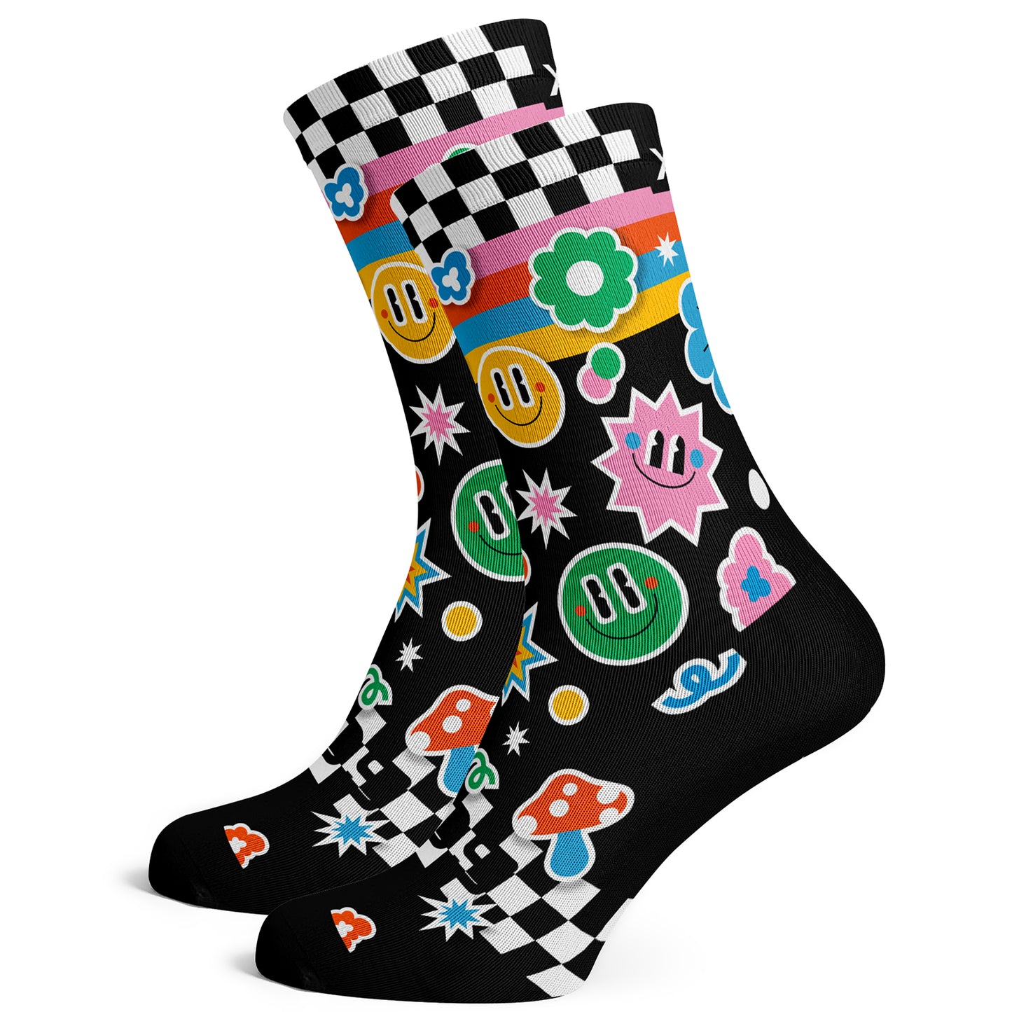 Sox Footwear Sticker Bright & Fun Premium Crew Socks - Large (UK 8-12)