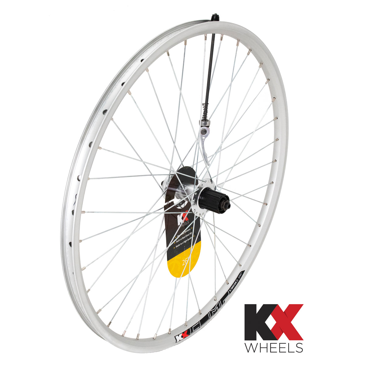KX MTB 26" Doublewall Q/R Cassette Wheel Disc Brake (Rear) in Silver