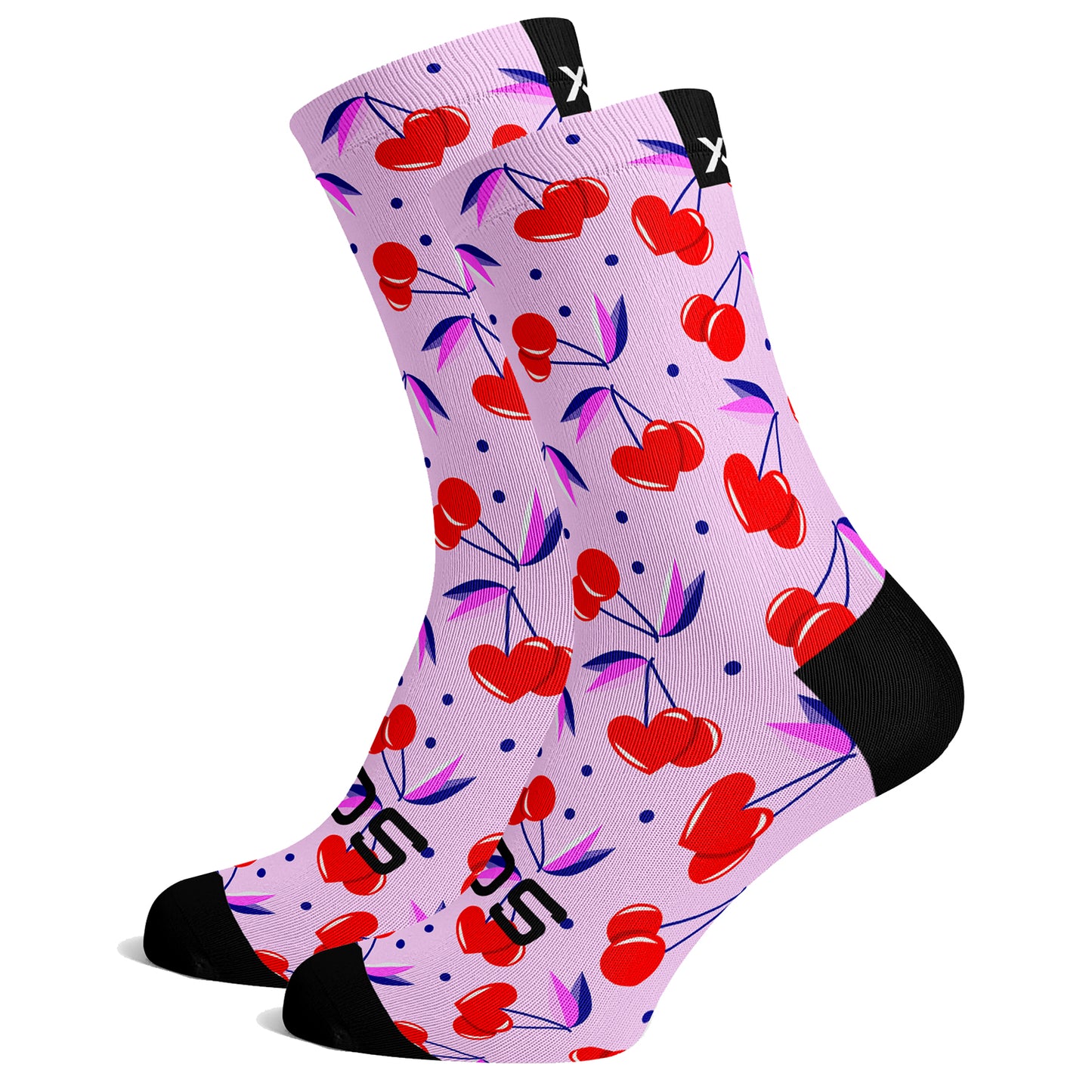 Sox Footwear Cherry Pink Bright & Fun Premium Crew Socks - Large (UK 8-12)