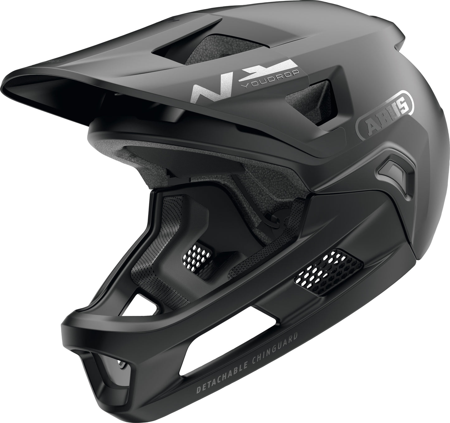 ABUS YouDrop FF Kids Full Face MTB Helmet in Muted Black (48-55cm)