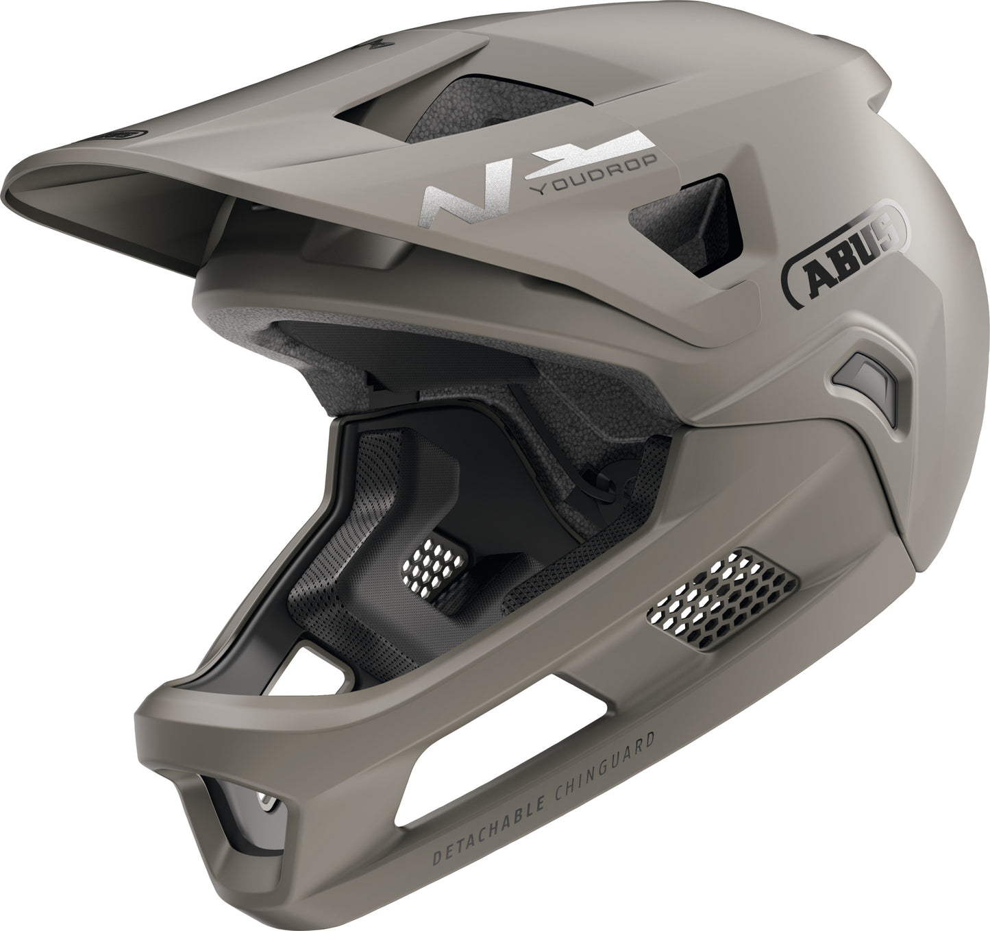 ABUS YouDrop FF Kids Full Face MTB Helmet in Dust Grey (48-55cm)