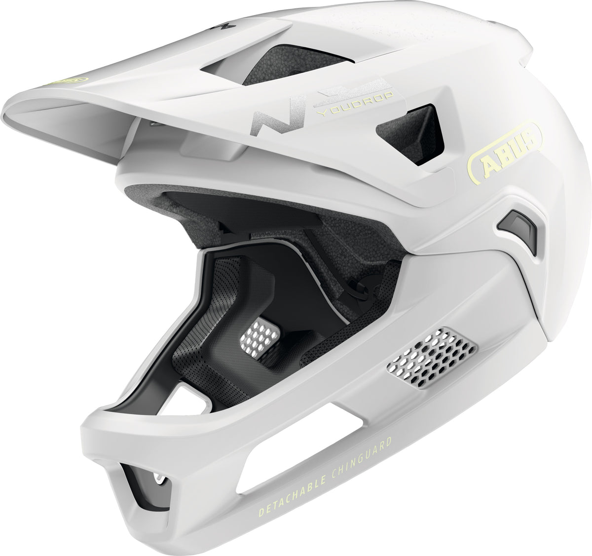 ABUS YouDrop FF Kids Full Face MTB Helmet in Lemon White (48-55cm)