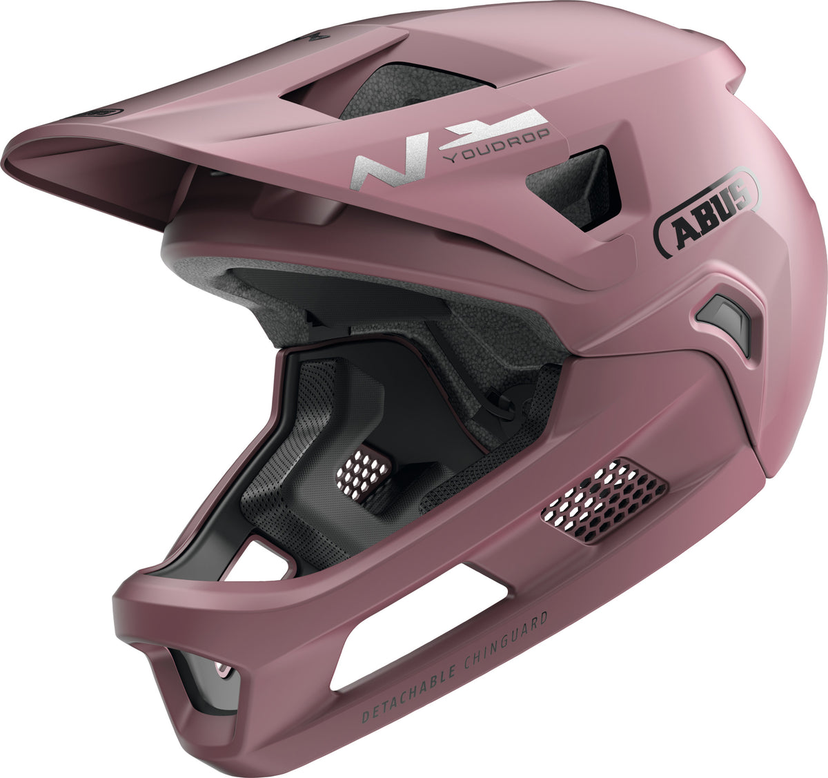 ABUS YouDrop FF Kids Full Face MTB Helmet in Blush Red (48-55cm)