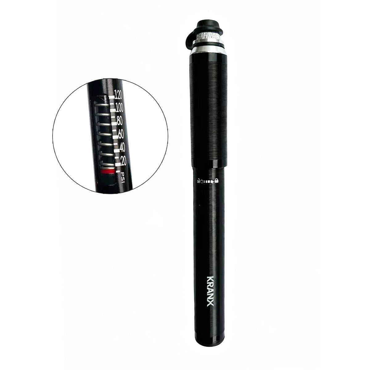 KranX Strato-Plus Road Alloy Mini Pump With Gauge in Black