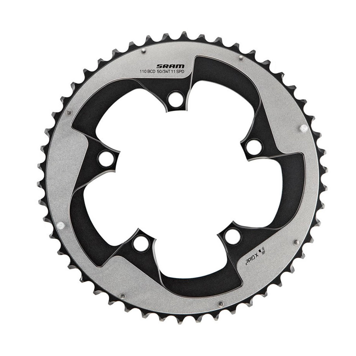 SRAM Chain Ring Road Red B2 X-Glide 52T Yaw 11 Speed S2 110 Alum5mm Blast Black 2-Pin (52-36): BLACK 11SPD 52T