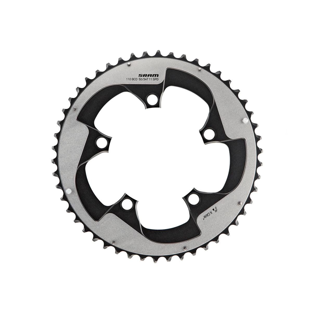 Sram Spare - Chain Ring Road 48T 110 V2 Aluminium 4mm Black GXP Long Pin (48-34): BLACK 48T