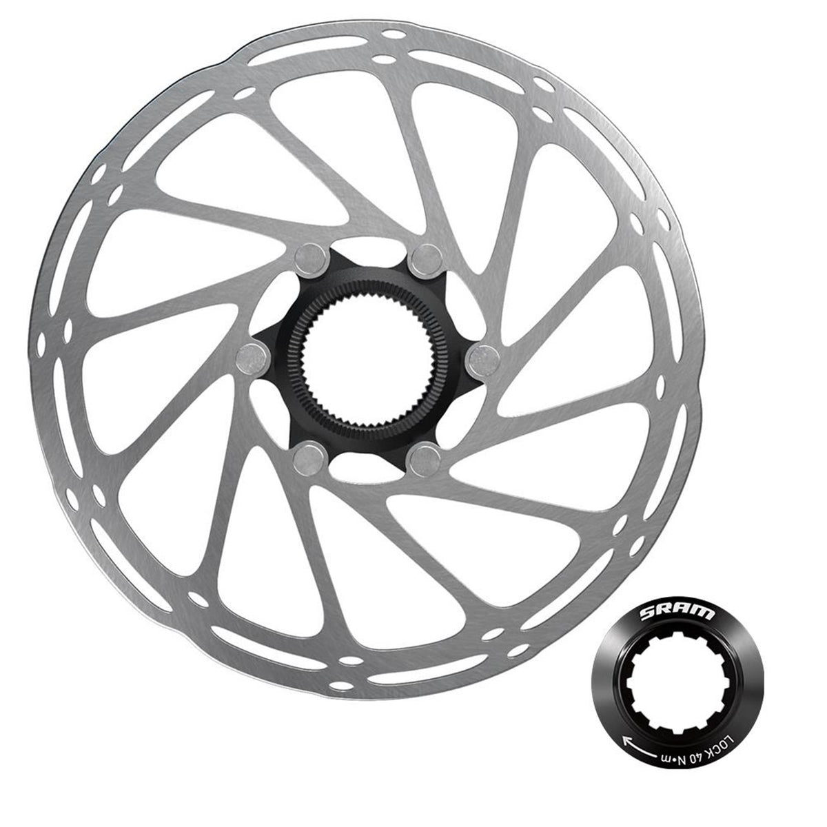 SRAM Rotor Centerline X Road 2 Piece CenterLock Black Rounded (includes internal tooled lockring):  140MM
