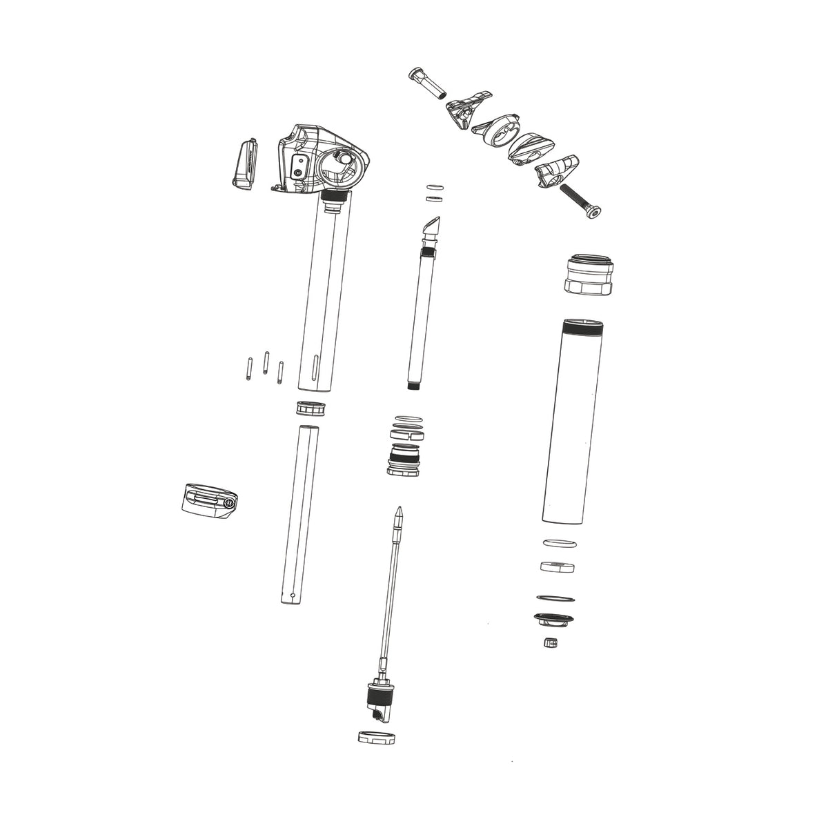 RockShox Spare - Rear Shock Air Can Assembly - Debonair 185/210X47.5-55mm (Includes Decals, Seals, 15W50, Dynamic Seal Grease) - Sidluxe A1+ (2021+): BLACK