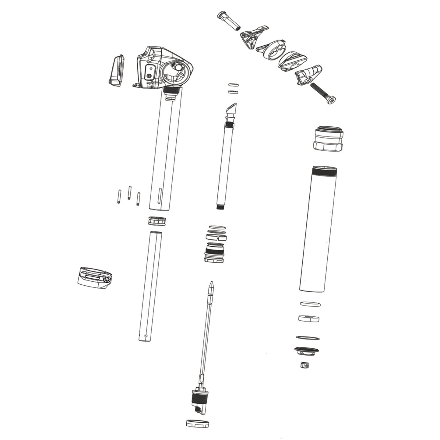 RockShox Rear Shock Air Can Assembly - Progressive (Decals, Countermeasure And Spring) - Super Deluxe C1/Deluxe C1 (2023-2025) V2:  67.5/75MM