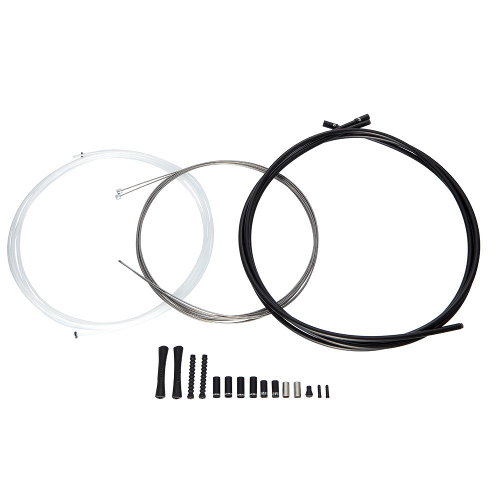 SRAM SlickWire Pro Road Brake Cable Kit 5mm (1x 850mm, 1x 1750mm 1.5mm pol SS cables, 5mm Kevlar® reinforced linear strand housing, ferrules, end caps, frame protectors): BLACK