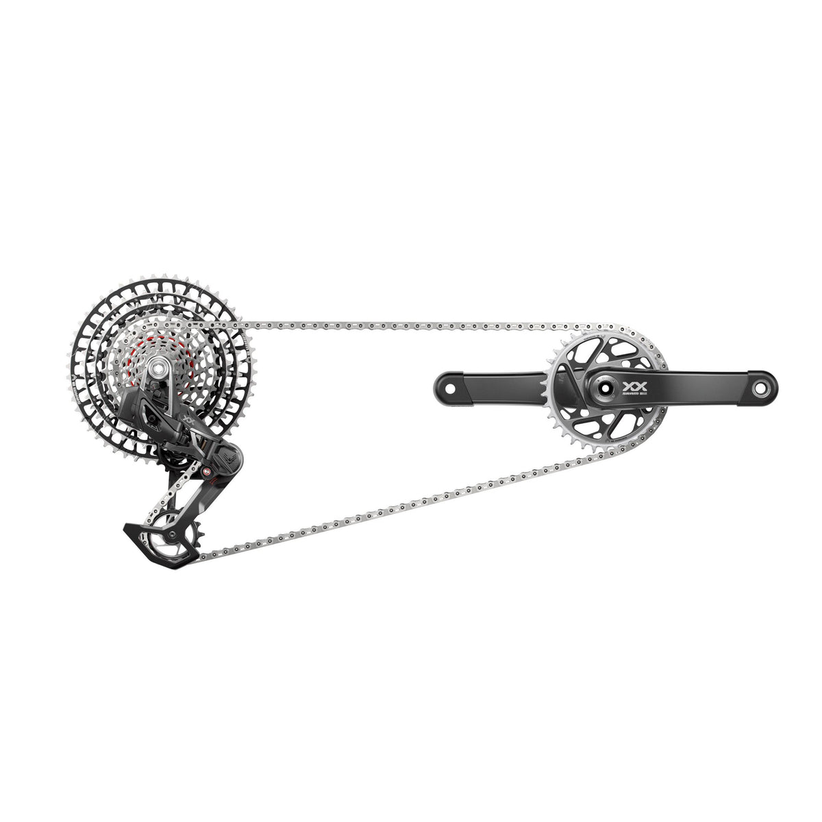 SRAM X0 T-Type Eagle E-MTB Brose Transmission AXS Groupset (RD w/Battery/Charger/Cord, EC POD Ult, FC X0 Brose ISIS 160 w/cap, CR T-Type 36T,Clip-on Guard, CN 126l, CS XS-1295 10-52t) 2023:  36T