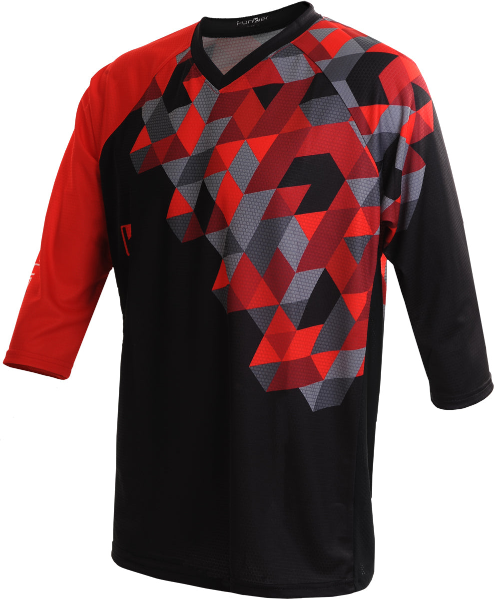 Funkier Flow-MTB Enduro 3/4 Jersey in Red/Black - Large