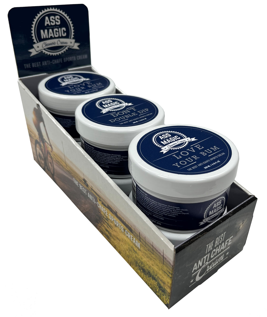 Ass Magic Counter Display Box (Holds 6 Units) - Order 6 Chamois Cream 200ml to Qualify