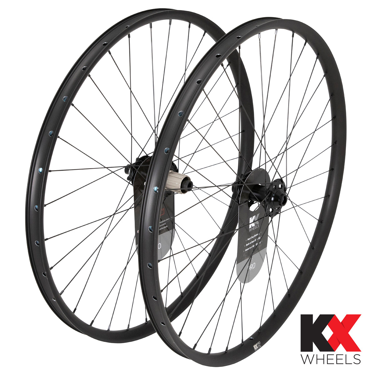 KX Pro 27.5" MTB Disc Tubeless Thru Axle Wheels in Black - Front