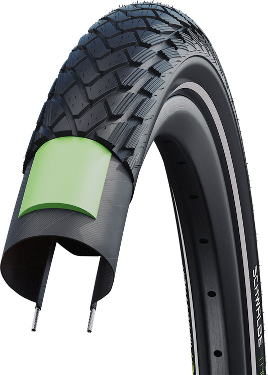 Schwalbe Green Marathon City/Touring Tyre in Black/Reflex (Wired) - 16 x 1.35" E-25