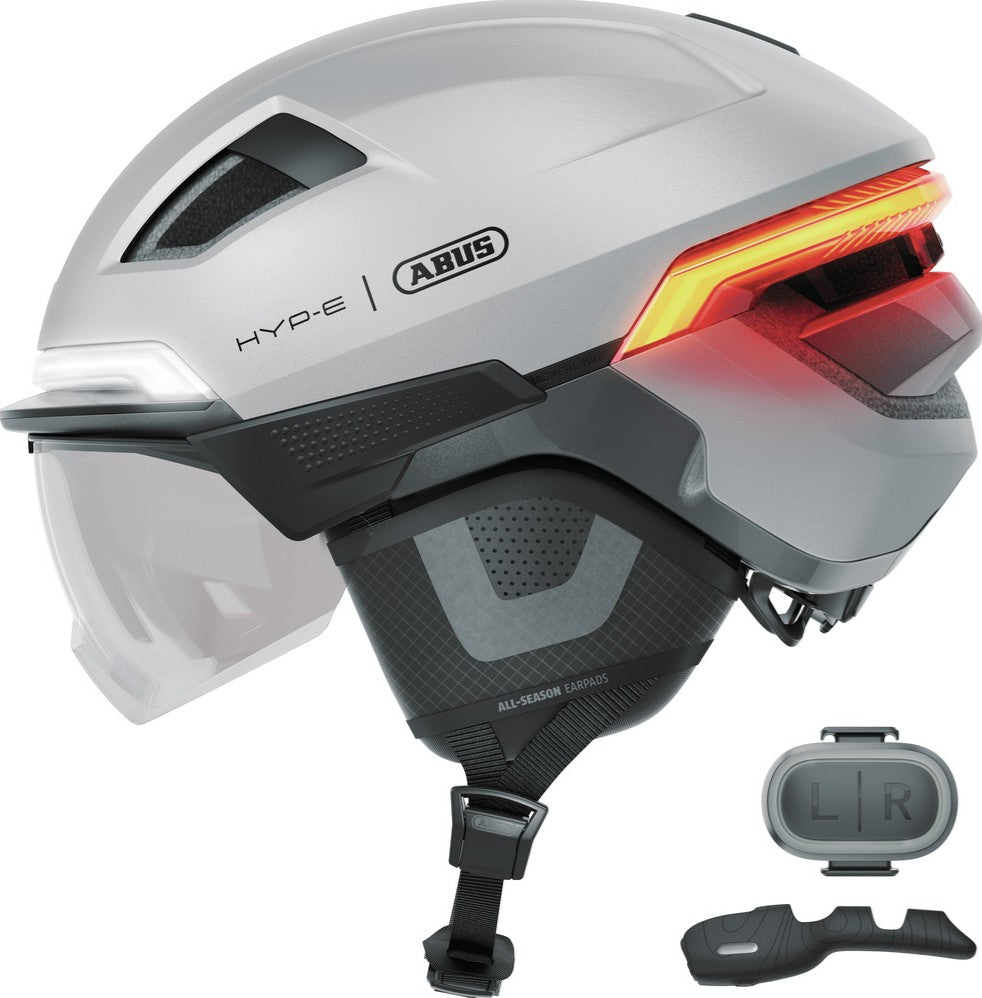 ABUS HYP-E BL.ACE Urban Commuting Helmet in Gleam Silver - Large (57-61cm)